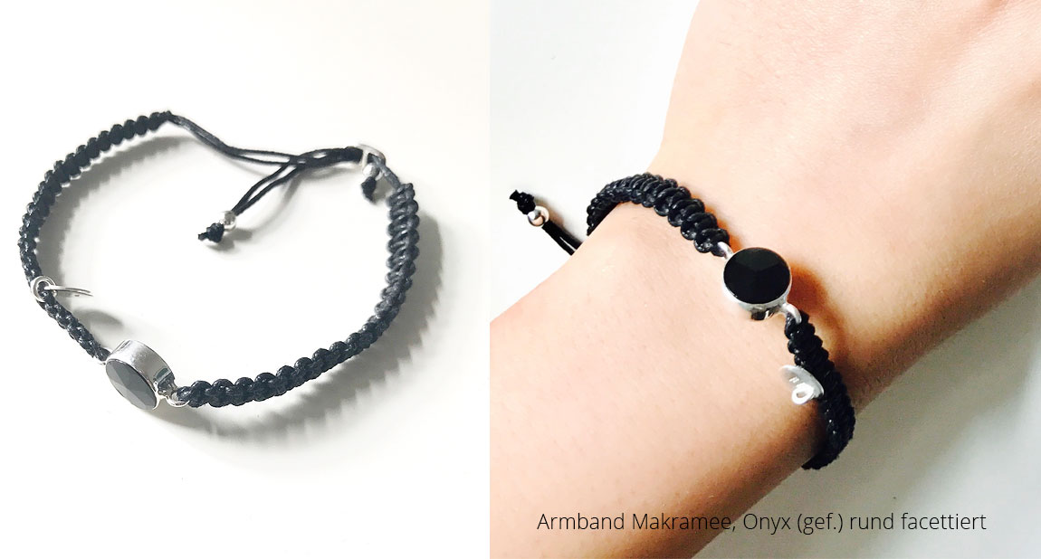 Armband " Makramee" Amethyst rund, facettiert