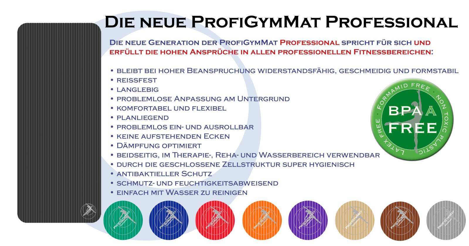 ProfiGymMat Professional 140x60x1,0cm mit Ösen