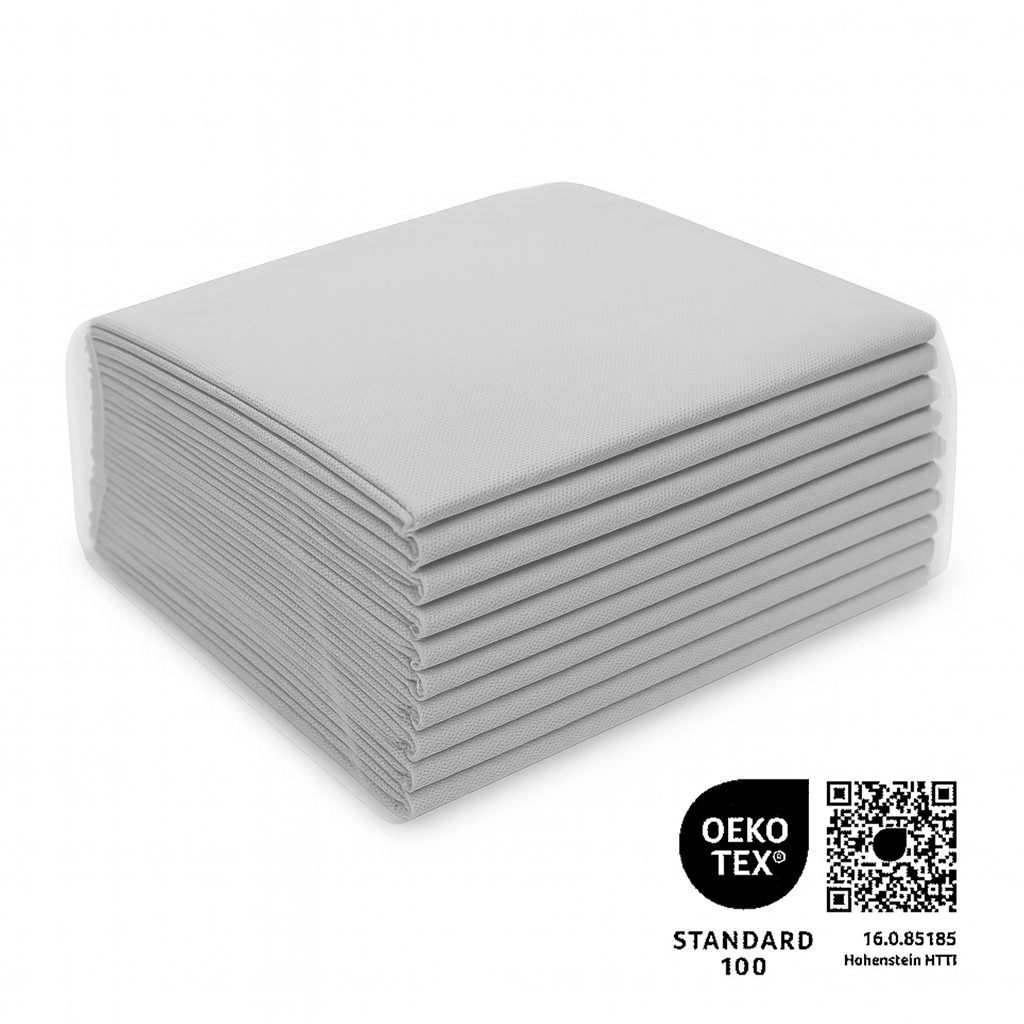 Waschfaserlaken "PP70" 80x210cm 10er Pack - HELLGRAU