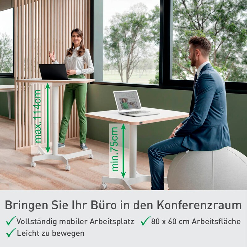 LEITZ Ergo höhenverstellbarer Schreibtisch weiß rechteckig