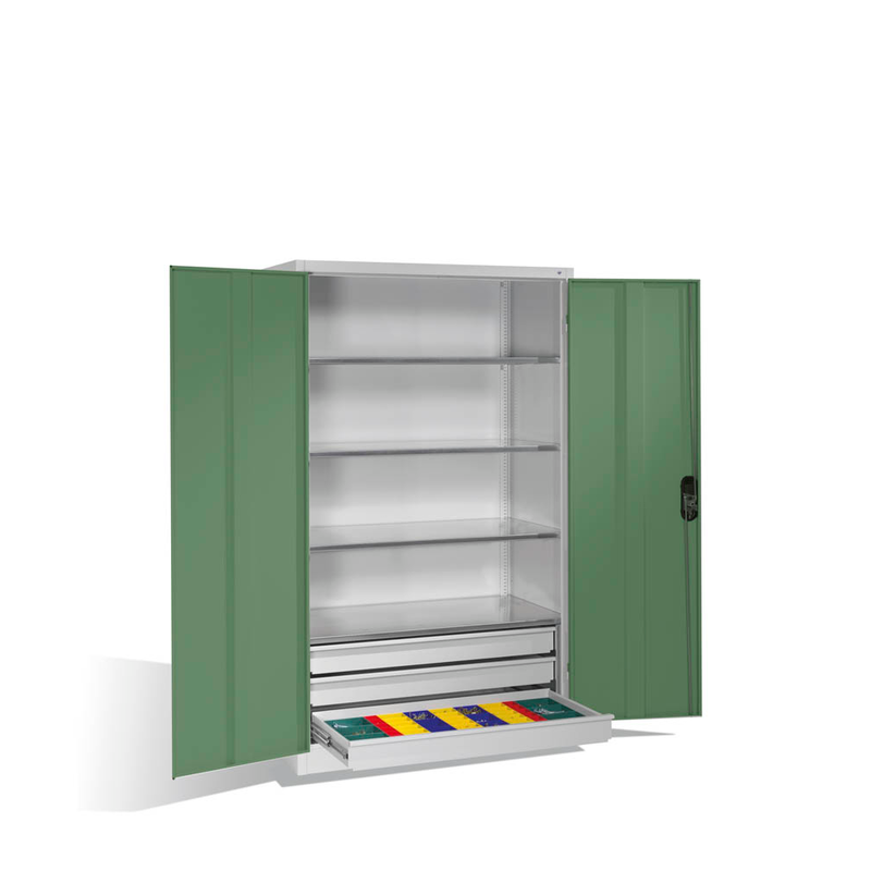 CP Aufbewahrungschrank lichtgrau/grün 120,0 x 60,0 x 195,0 cm