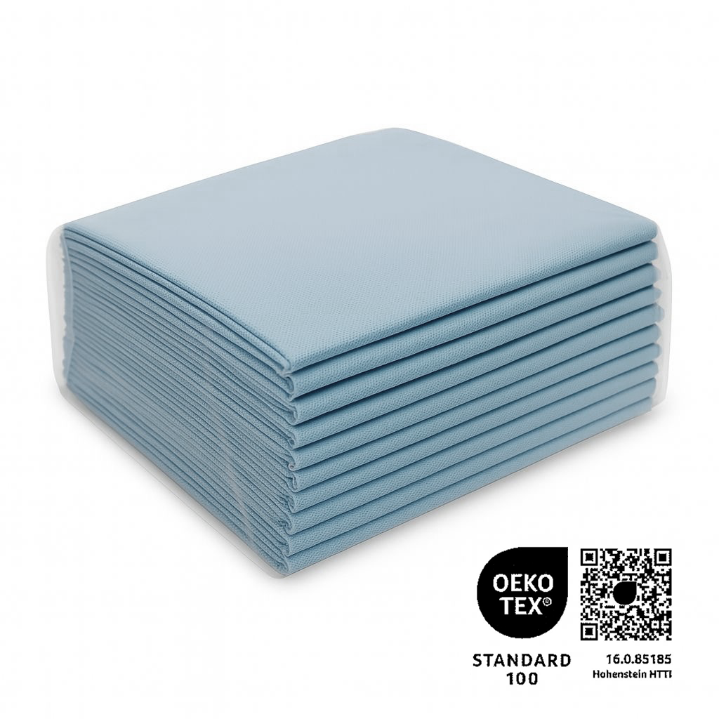 Waschfaserlaken "PP70" 80x210cm 10er Pack - HELLBLAU
