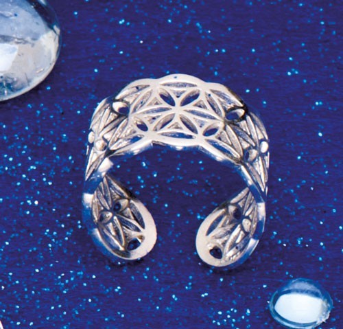 Ring "Blume des Lebens" aus 925er Silber, offen