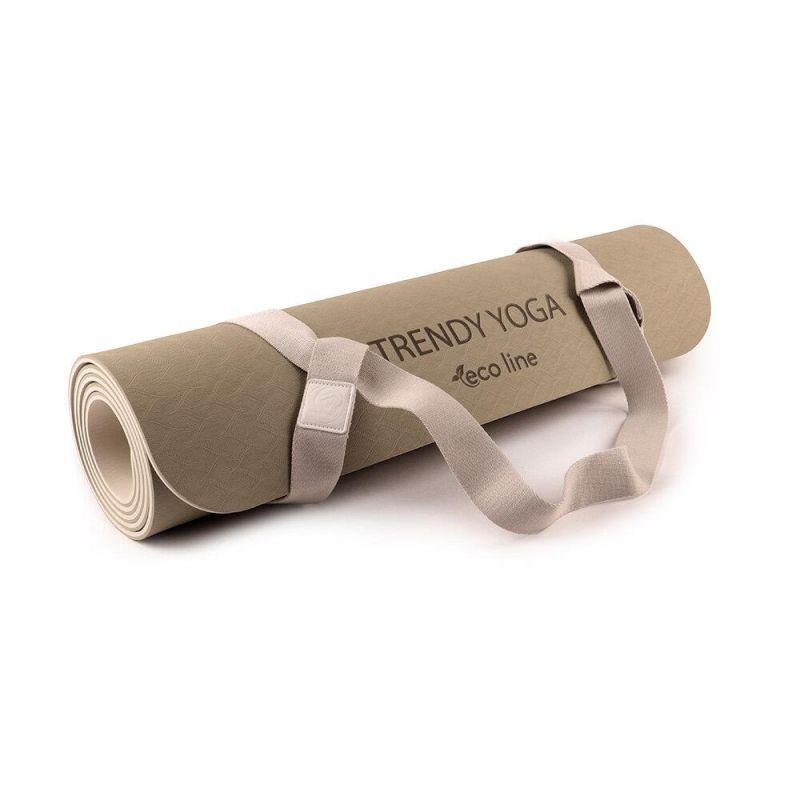 YogaMat Eco 180x60x0,6cm Set mit Tragegurt Beige