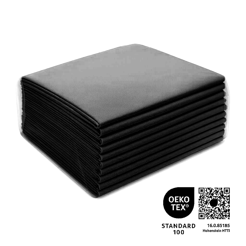 Waschfaserlaken "PP70" 80x210cm 10er Pack - SCHWARZ