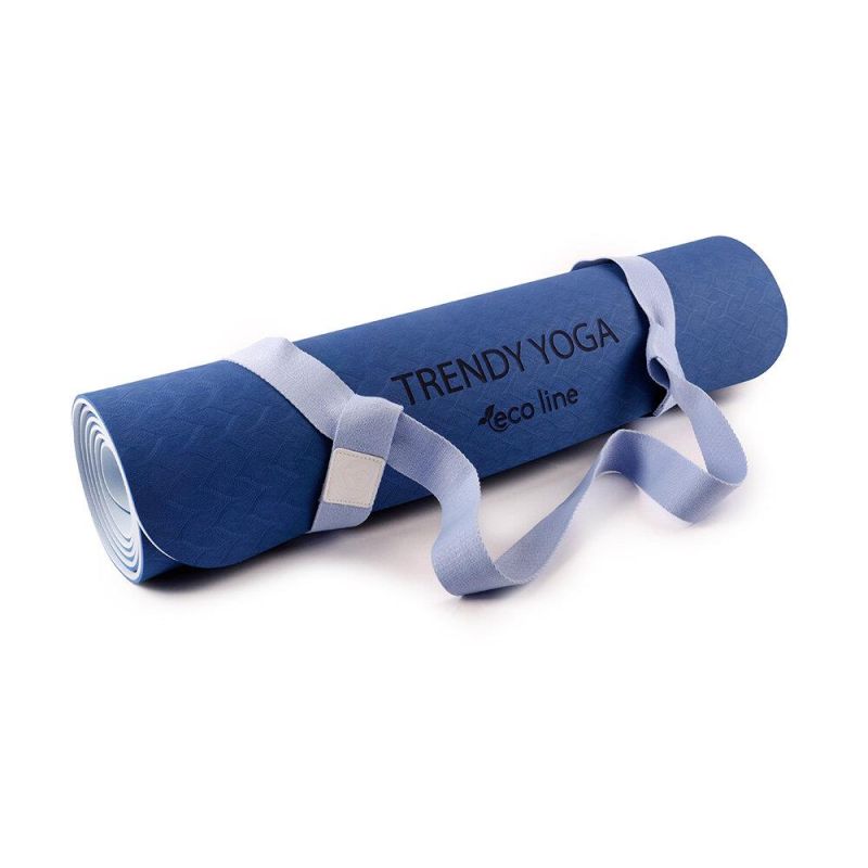 YogaMat Eco 180x60x0,6cm Blau Set mit Tragegurt 