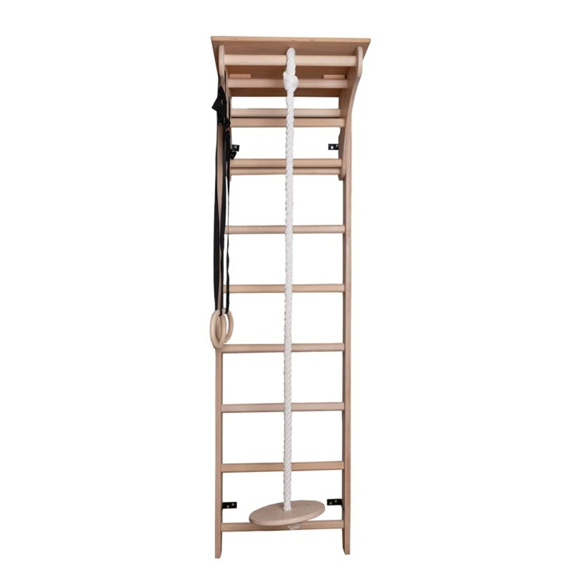 BenchK® Sprossenwand 112 mit Klimmzugbügel & Tischauflage, Seil und Ringen 